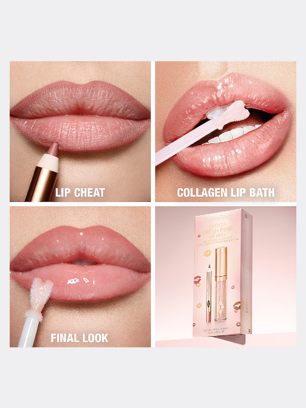 Charlotte tilbury glossy fresh pink lip duo, , medium-null