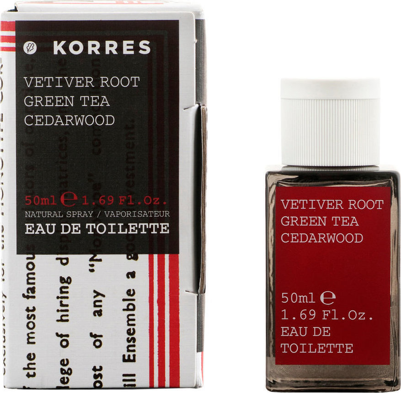 Korres vetiver root, green tea, cedarwood eau de toilette for men 50ml-null