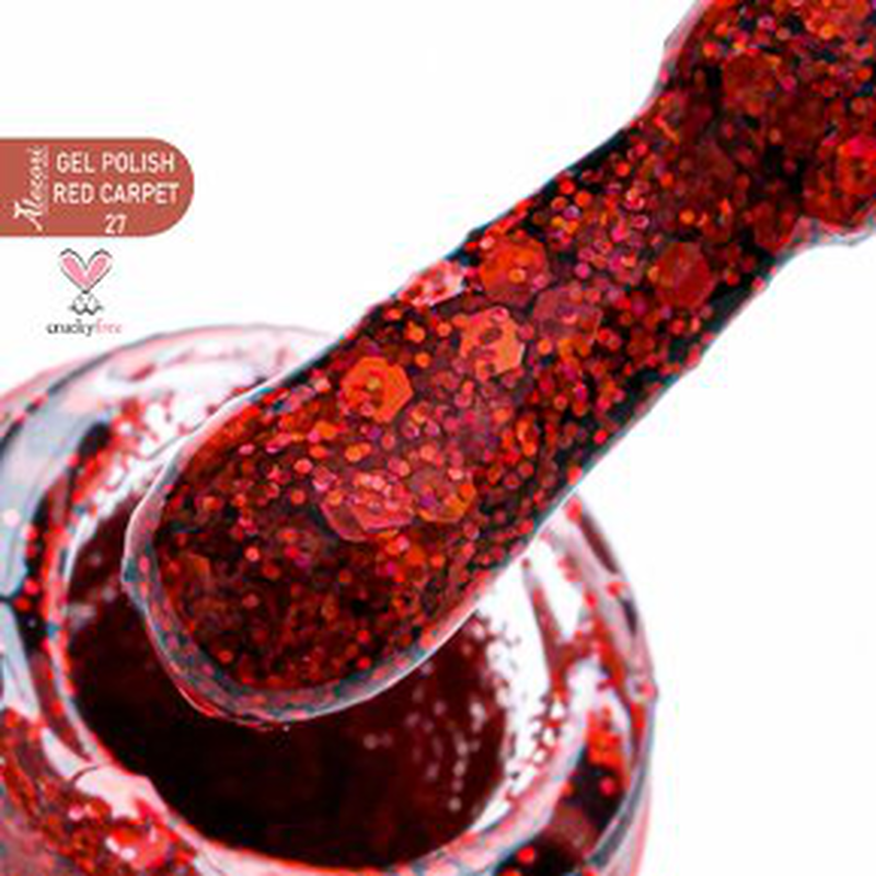 Gel polish red carpet 27 (№603 glitter &mu;&epsilon; &pi;&alpha;&gamma;&iota;&epsilon;&tau;&alpha;) 15ml., , medium-null