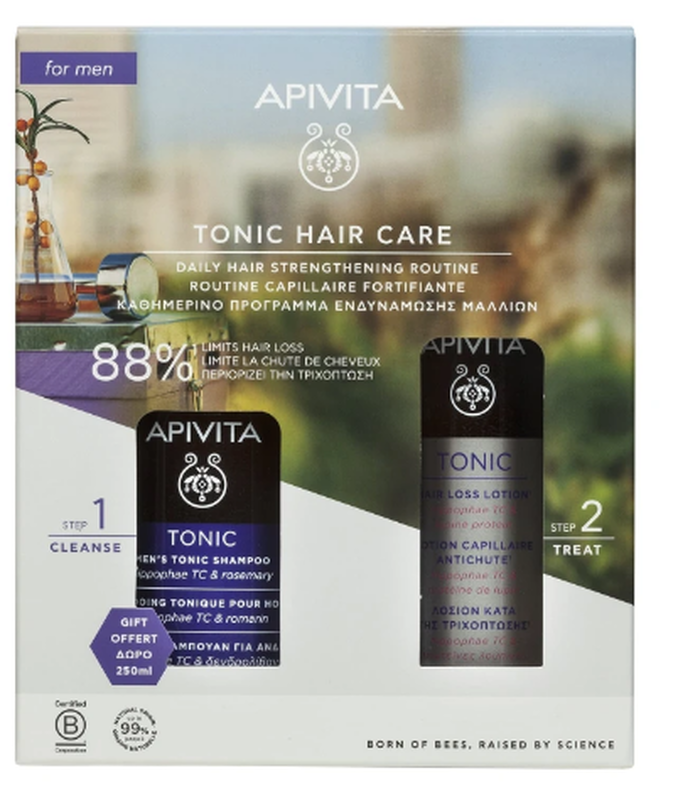Apivita | promo men's hair tonic routine &mu;&epsilon; hair loss lotion &kappa;&alpha;&tau;ά &tau;&eta;&sigmaf; &tau;&rho;&iota;&chi;ό&pi;&tau;&omega;&sigma;&eta;&sigmaf;, 150ml & &delta;ώ&rho;&omicron; &tau;&omicron;&nu;&omega;&tau;&iota;&kappa;ό &sigma;&alpha;&mu;&pi;&omicron;&upsilon;ά&nu; &gamma;&iota;&alpha; ά&nu;&delta;&rho;&epsilon;&sigmaf;, 250ml | 1set, , medium-null