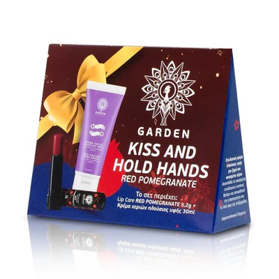 Garden kiss and hold hands red pomegranate ( lip care 5.2g + hand cream 30ml), , medium