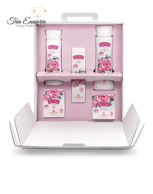 Rose original set, micellar water 150 ml, day cream 50 ml, hand cream 50 ml, shower gel 200 ml, soap 100 g, bulgarian rose, , medium