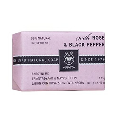 Apivita rose+ black pepper soap