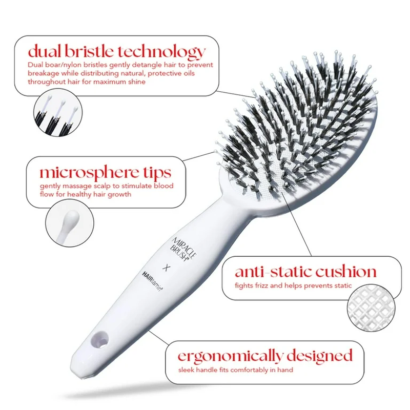 Product image: Hairtamin miracle detangling brush, white, wet and dry hair detangler, tangle-fr, , medium-null