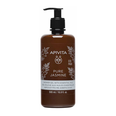 Apivita pure jasmine shower gel with essential oils ecopack x 500ml