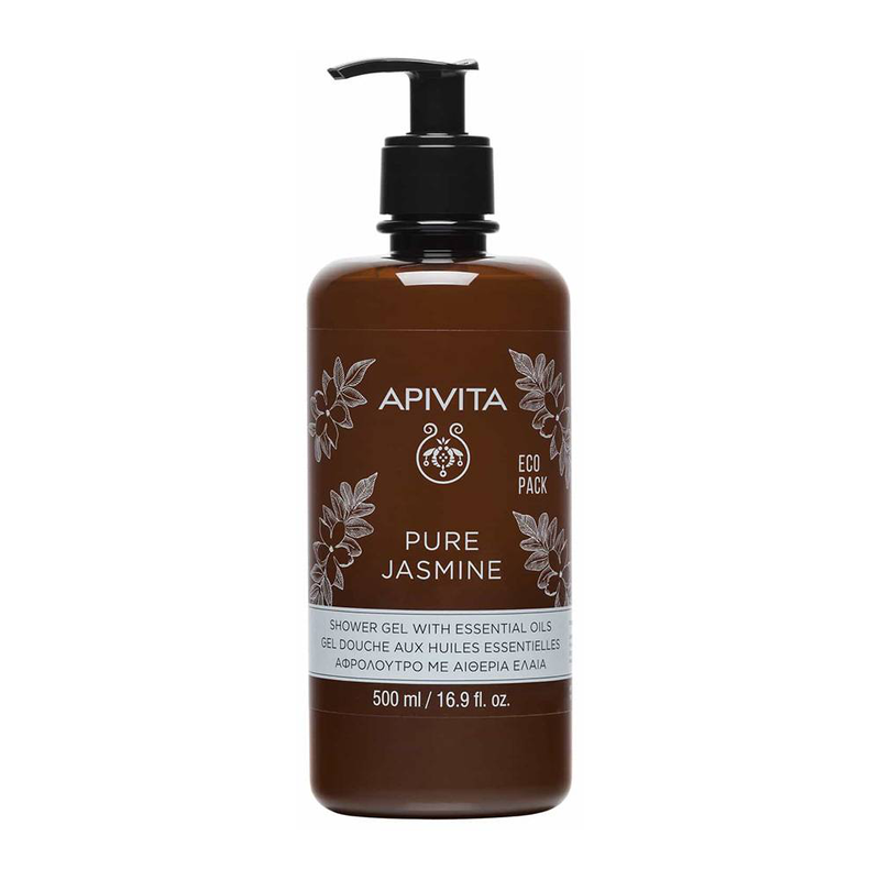 Apivita pure jasmine shower gel with essential oils ecopack x 500ml, , medium image number null