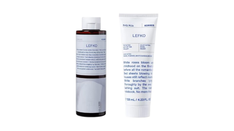 Korres duo lefko showergel 250ml & bodymilk 125ml, , medium-null