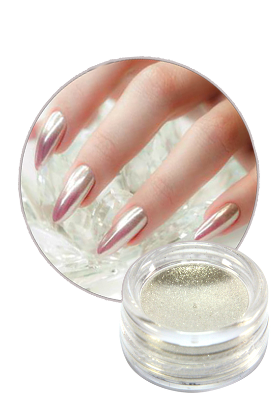 Mirror dust silver nail art-null