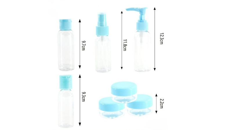 Travel bottle set with pouch &ndash; refillable cosmetic containers (7pcs) random colour, , medium-null