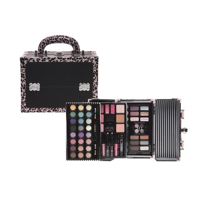 Pu cosmetic case with pink leopard edges, , medium