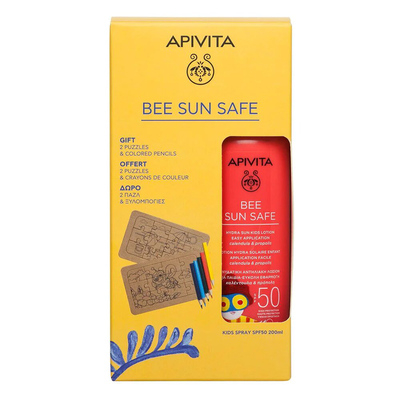 Apivita bee sun safe hydra kids lotion spray SPF50 x 200ml + puzzles & pencils gift, , medium