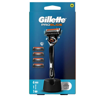 Gillette proglide ξυριστική μηχανή + 4 ανταλλακτικές κεφαλές & δώρο η βάση στήριξης, , medium