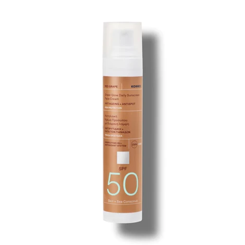 Korres red grape sheer glow daily sunscreen face cream SPF 50 image number null