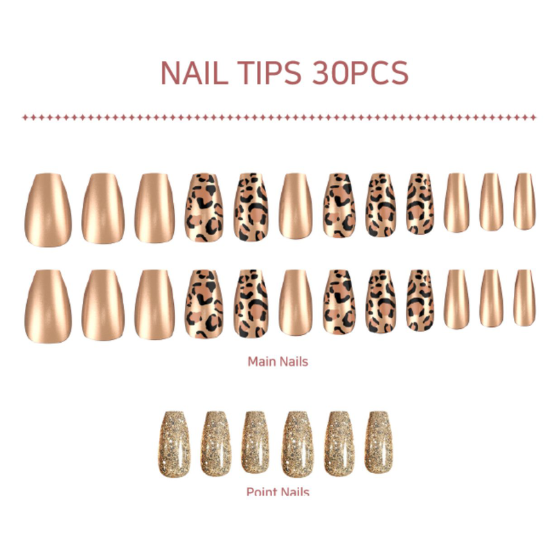 Vavav chic mood leopard coffin nail tips, , medium image number null