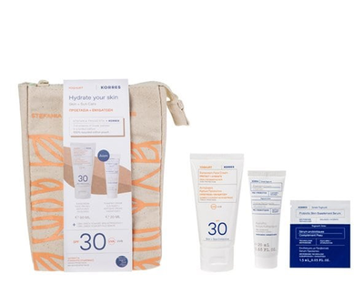 Korres yoghurt sunscreen face cream SPF 30 50ml + greek yogurt foaming cleansing cream 20 ml + greek yogurt hydration with probiotics face serum 1.5 ml, , medium