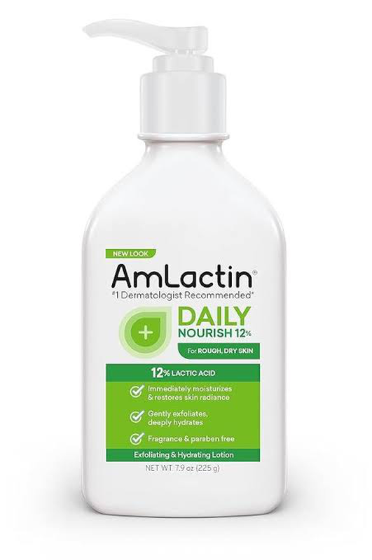 Amlactin daily moisturizing lotion for dry skin pump bottle 2-in-1 exfoliator body lotion with 12% lactic acid-null