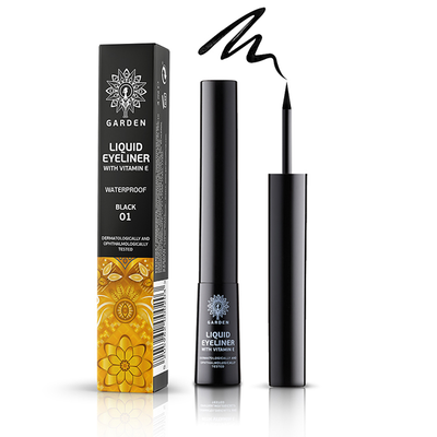Garden liquid eyeliner with vitamin e waterproof black 01 4ml, , medium