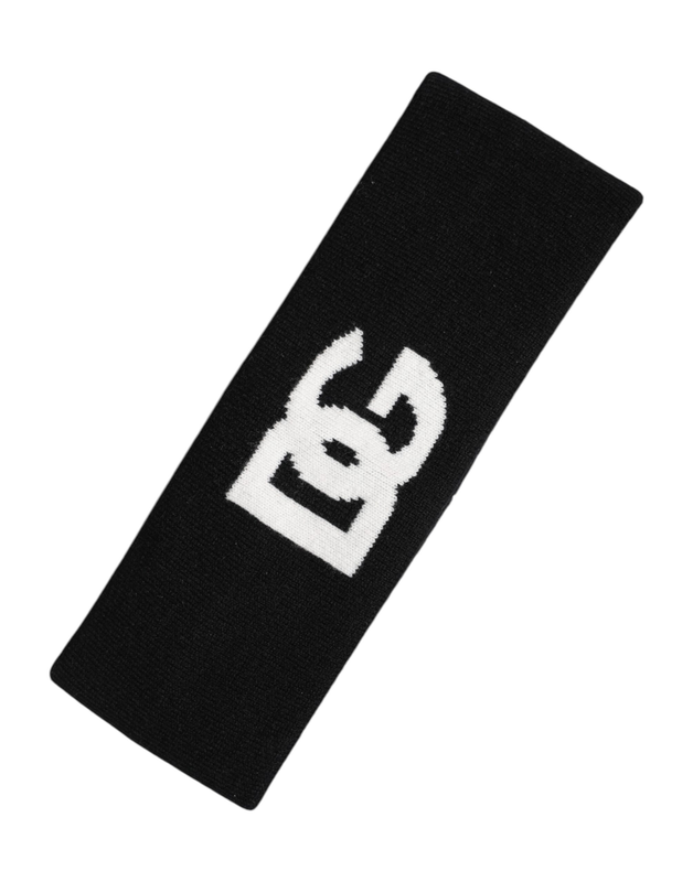 Men black white cashmere logo head band hat-null