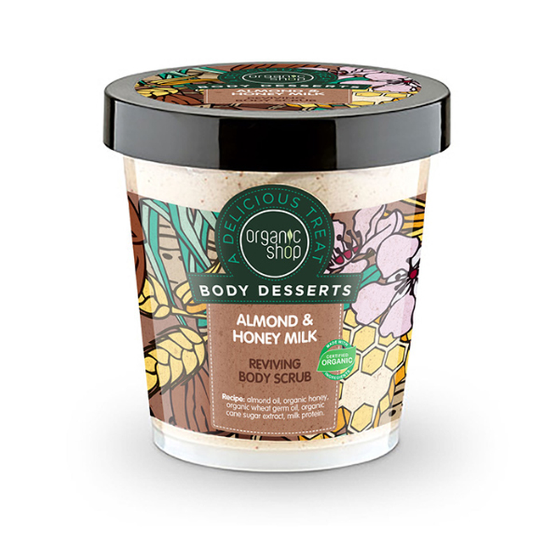 Organic shop body desserts almond & honey milk αναζωογονητικό απολεπιστικό σώματος 450ml-null