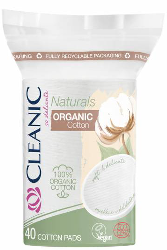 Cleanic oval cotton pads 100% organic 40pieces, , medium image number null