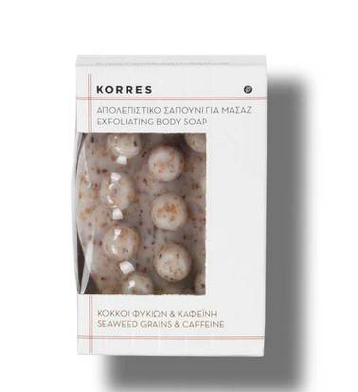 Korres exfoliating body bar soap with seaweed grains & caffeine 125gr image number null