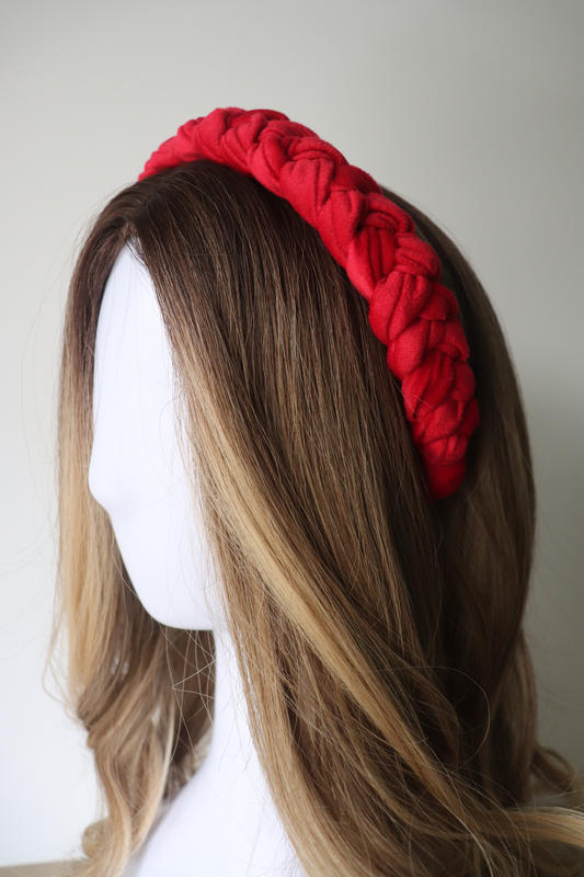 Product image: Carmine braided velvet headband, , medium-null