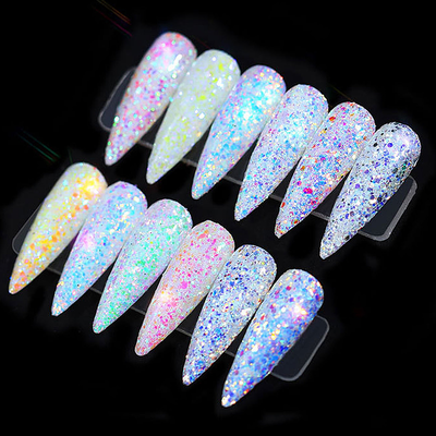 Glitter pack of 12- coloured white, , medium