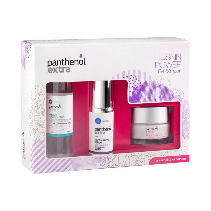 Panthenol extra skin power day cream SPF15 50ml & face and eye serum 30ml & micellair water 100ml-null