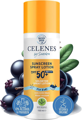 Celenes sunscreen spray lotion SPF50+ for kids 150ml, , medium