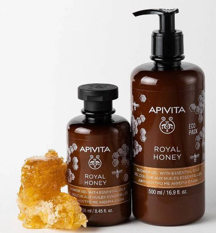 Apivita royal honey creamy shower gel with essential oils x 500ml - ecopack image number null