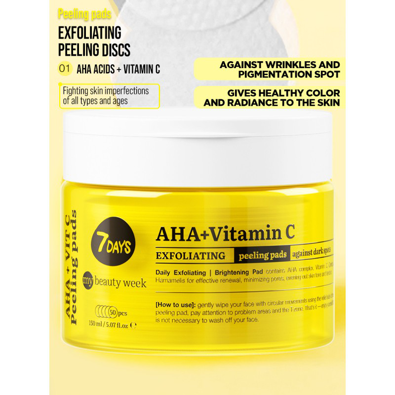 Product image: Exfoliating peeling pads aha+vitamin c - 50pcs-null