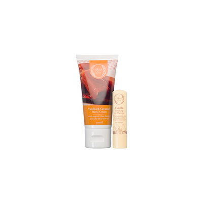 Vanilla & caramel hand & lip care set 2pcs.