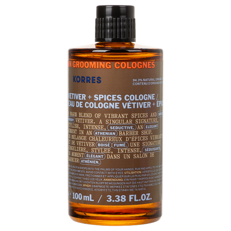 Korres athenian grooming cologne vetiver + spices eau de cologne 100ml-null