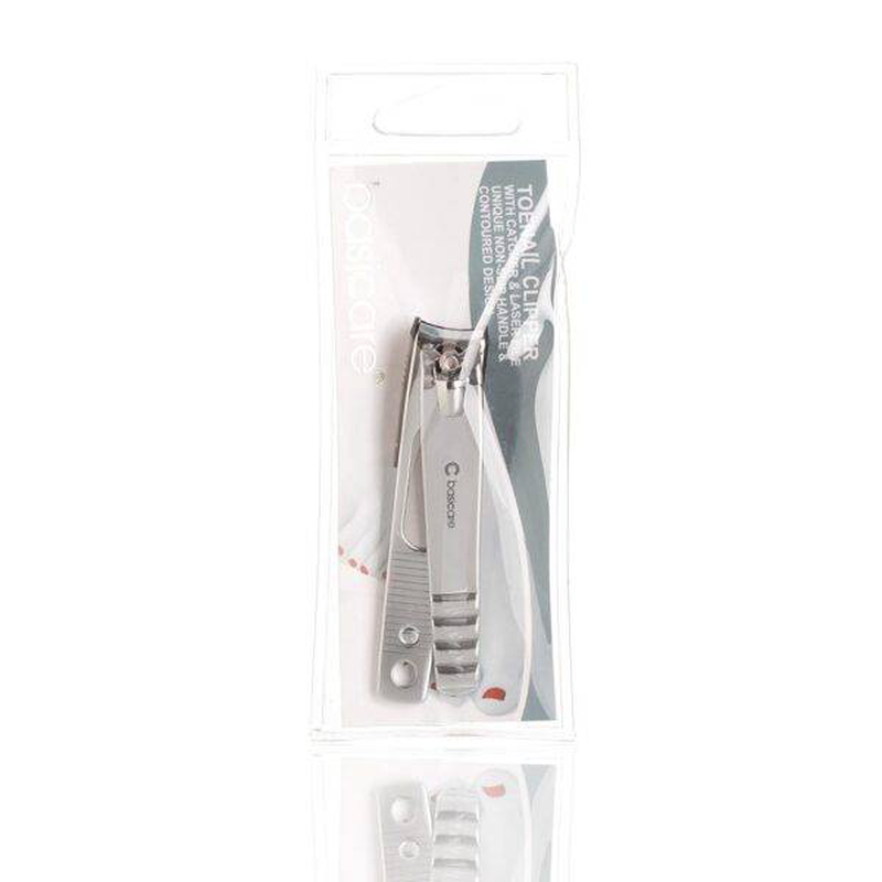 Basicare contoured blades toenail clipper, with laser file & catcher 1030-null