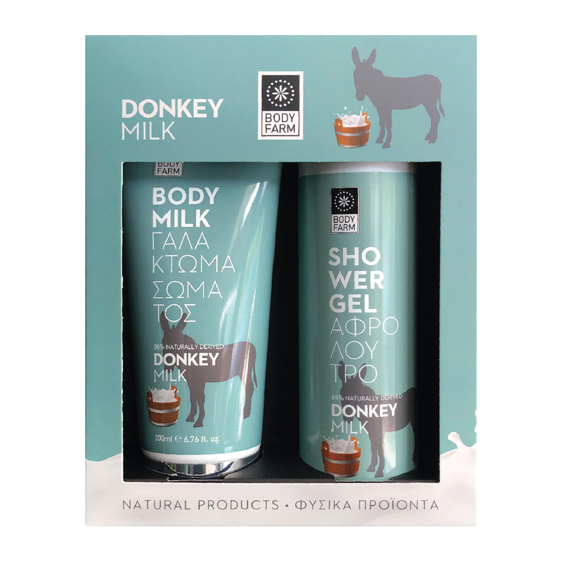 Bodyfarm donkey milk shower gel 250ml + body milk 200ml gift set image number null