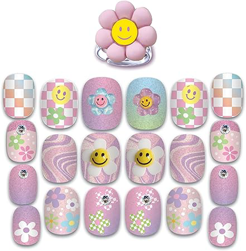 Hot focus pop nail glitz set of 20pcs 3d press-on nails + 1 ring 5y+ 032gf, , medium-null