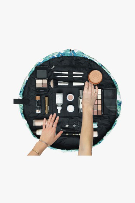 Open flat makeup bag tropical leaves, , medium-null