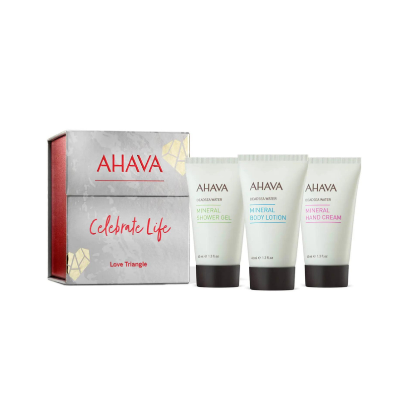 Product image: Ahava celebrate life love triangle mineral hand cream 40ml + body lotion 40ml + shower gel 40ml gift set-null