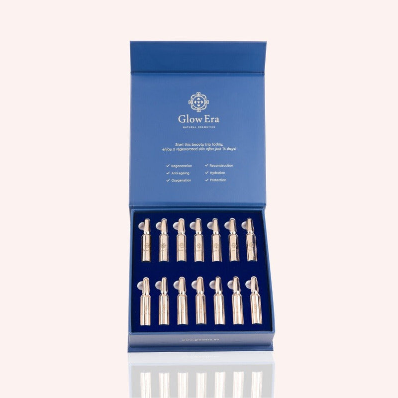 Product image: Αμπούλες προσώπου glow era για ανάπλαση με έκκριμα σαλιγκαριού helix aspersa, φυσική σύνθεση 99%, set 14 x1,5ml-null