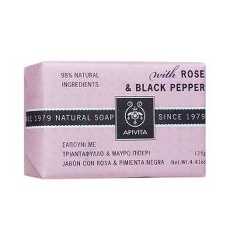 Apivita natural soap with rose and black pepper 125 g-null