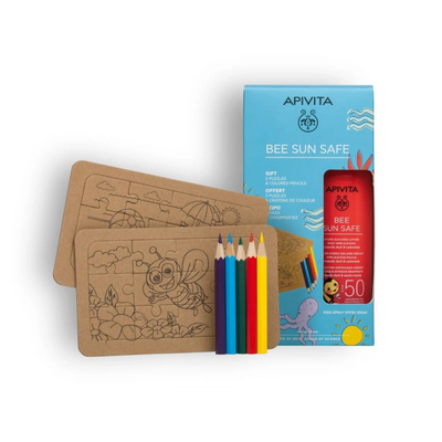 Apivita bee sun safe kids SPF50 gift set &ndash; sunscreen with puzzles & pencils, , medium