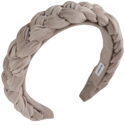 Vanilla braided velvet headband, , medium