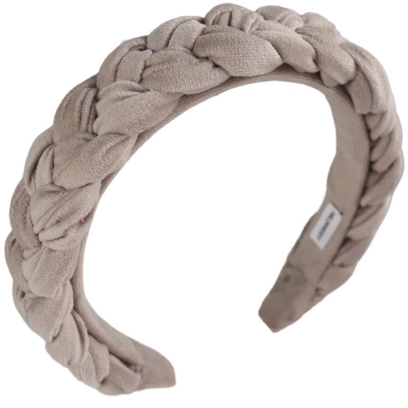 Vanilla braided velvet headband, , medium-null