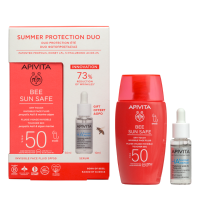 Apivita bee sun safe set &mu;&epsilon; dry touch &lambda;&epsilon;&pi;&tau;ό&rho;&rho;&epsilon;&upsilon;&sigma;&tau;&eta; &alpha;&nu;&tau;&eta;&lambda;&iota;&alpha;&kappa;ή &kappa;&rho;έ&mu;&alpha; &pi;&rho;&omicron;&sigma;ώ&pi;&omicron;&upsilon; &kappa;&alpha;&tau;ά &tau;&omega;&nu; &pi;&alpha;&nu;ά&delta;&omega;&nu; & &rho;&upsilon;&tau;ί&delta;&omega;&nu; SPF50 50 ml & &delta;ώ&rho;&omicron; ha5 honey repair serum &omicron;&rho;ό&sigmaf; &epsilon;&pi;&alpha;&nu;ό&rho;&theta;&omega;&sigma;&eta;&sigmaf; &pi;&rho;&omicron;&sigma;ώ&pi;&omicron;&upsilon; 10 ml, , medium