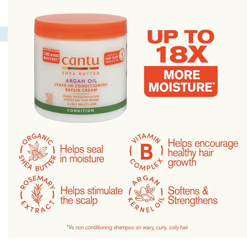 Cantu argan oil leave in conditioning repair cream, 16 ounce-null