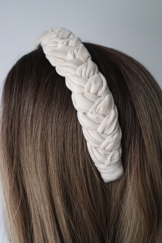 Product image: Almond braided velvet headband, , medium-null