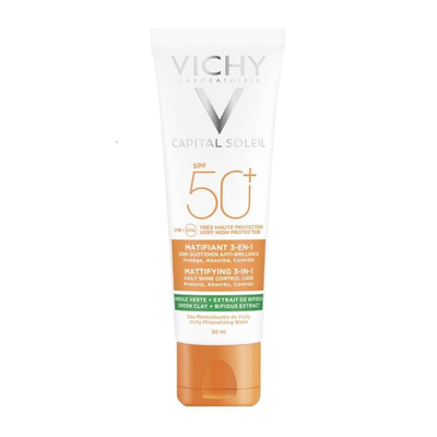 Vichy capital soleil mattifying 3in1 SPF50+ , daily shine control care 50ml, , medium