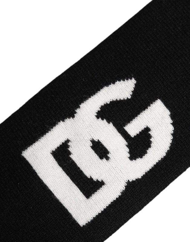 Men black white cashmere logo head band hat-null