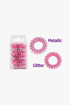 Fuschia hair ties x6, , medium
