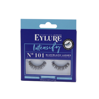 Eylure intensify blue/black lashes 1 pair no.101 with adhesive 1ml, , medium